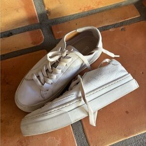 Soludos minimalist white leather platform sneakers size 6.5